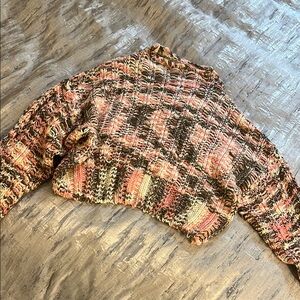 Sadie & Sage Multicolor Marled Knit Top in Pink, Brown & Cream